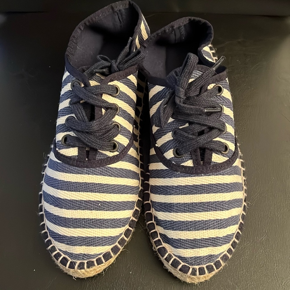 Zara Trafaluc Navy-striped Espadrille